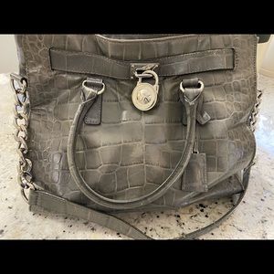 Michael Kors croc grey Hamilton Handbag